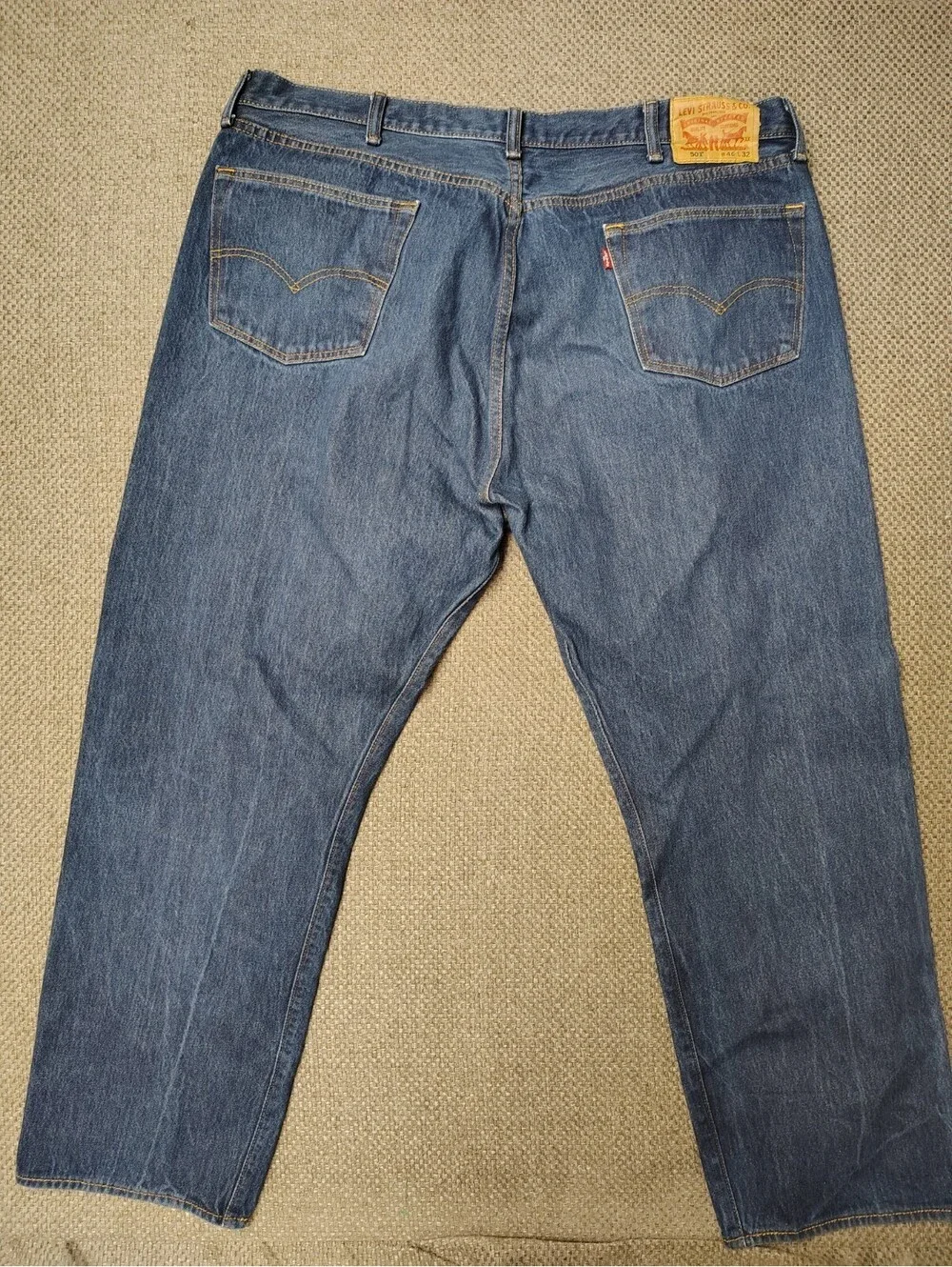 Levis 501 Original Button Fly Jeans Mens 46x32 Blue Denim Big & Tall 46W 32L Fit